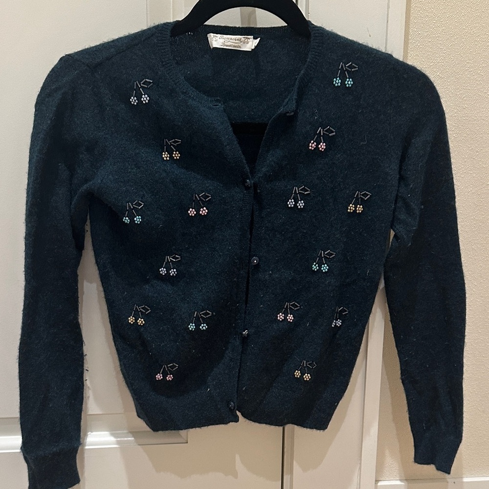 Bonpoint Dark Teal Embroidered Sweater